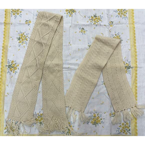 Irish Aran Wool Winter Set Sweater Scarves Mittens Hat Hackett Turpin Ireland - Picture 9 of 16